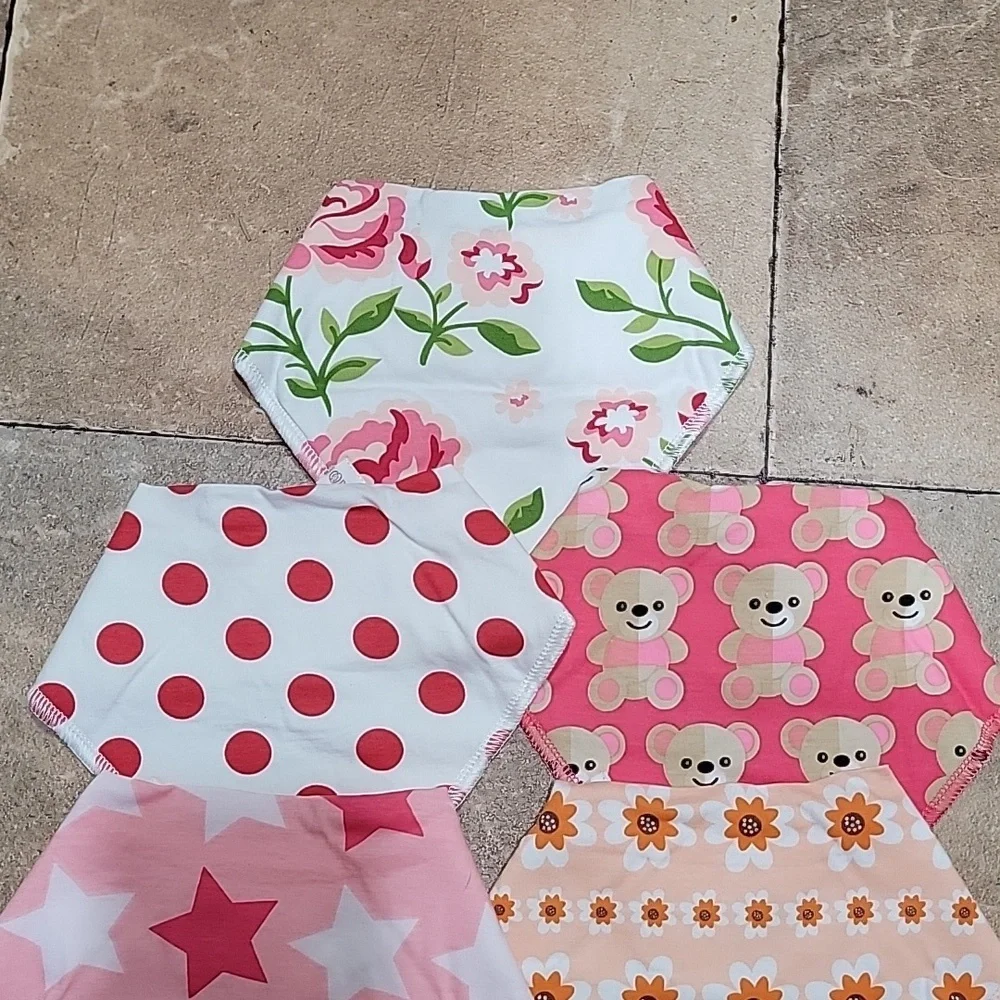 Baby Daulia Multi Print Bandana Bib Set of 7 New